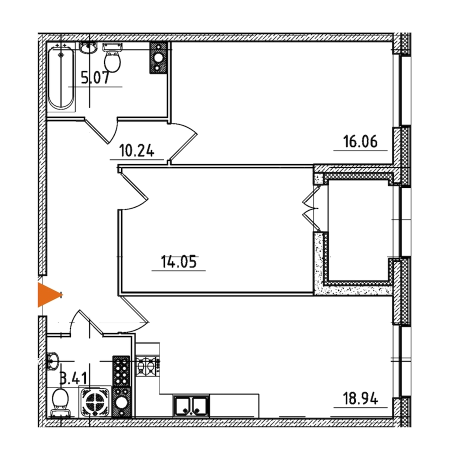 2-комнатная квартира 70.4 м², 9/9 эт., ЖК «Петровская Доминанта»